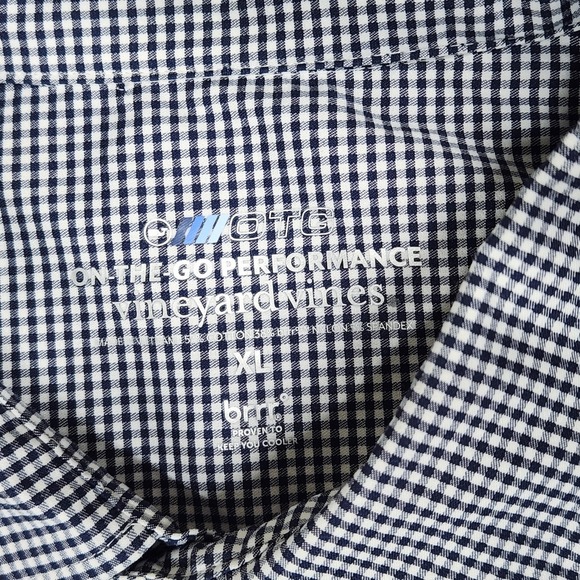 Vineyard Vines OTG On-The-Go Shirt Mens XL Blue Plaid brrr Cooling Stretch NEW - Picture 9 of 16